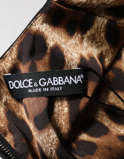 Dolce & Gabbana Black Satin Sheath Midi Cap Sleeves Dress