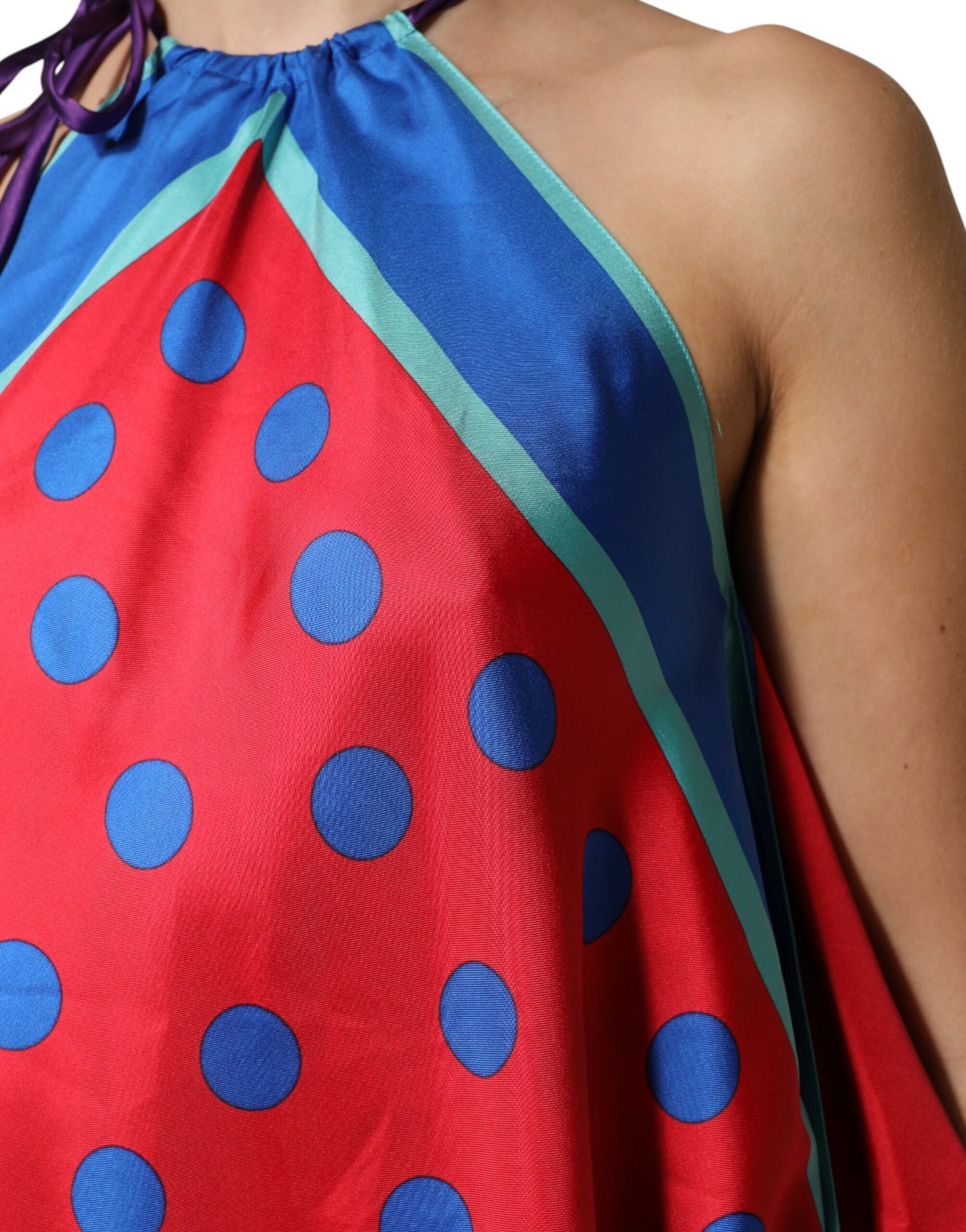 Dolce & Gabbana Multicolor Polka Dot Tie Halter Blouse  Top