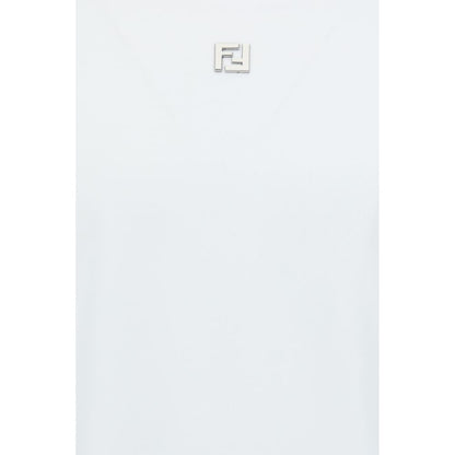 تي شيرت فندي قطني أبيض