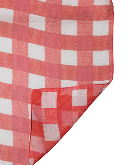 Dolce & Gabbana Red Checkered Stole Neck Wrap Shawl Scarf