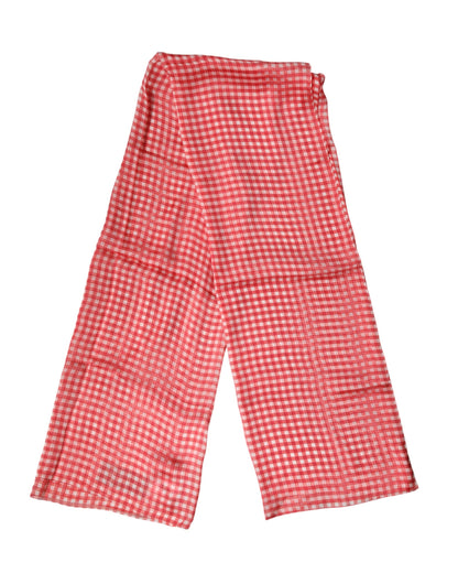 Dolce & Gabbana Red Checkered Silk Neck Wrap Shawl Scarf