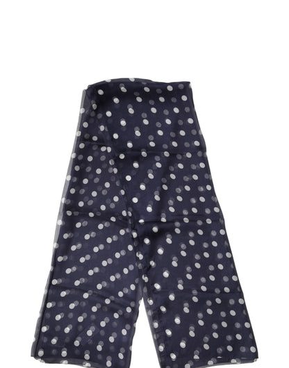 Dolce & Gabbana Blue Polka Dot Silk Neck Wrap Shawl 205cm x 132cm Scarf