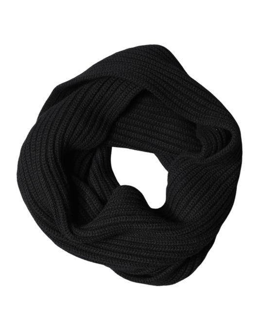 Dolce & Gabbana Black Cashmere Knit Neck Wrap Shawl 202cm x 26cm  Scarf