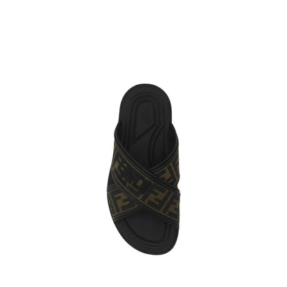 Fendi Black Rubber Slippers